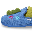 DINOSAUR print design Terry cloth Kids Home shoes with elastic strap.