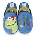 DINOSAUR print design Terry cloth Kids Home shoes with elastic strap.