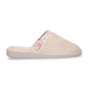 Terry cloth Girl Home shoes combined with FLOWERS with open heel design.