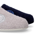 Terry cloth Kid Home shoes combined with SQUARE design with open heel design.