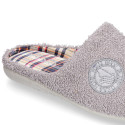 Terry cloth Kid Home shoes combined with SQUARE design with open heel design.