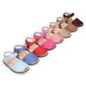 NOBUCK leather Menorquina sandals with flexible outsole and hook and loop strap.