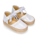 LAMINATED canvas baby girl espadrille shoes with BOW design.