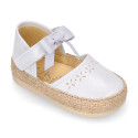 LAMINATED canvas baby girl espadrille shoes with BOW design.