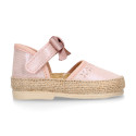 LAMINATED canvas baby girl espadrille shoes with BOW design.