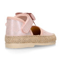 LAMINATED canvas baby girl espadrille shoes with BOW design.