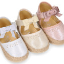 LAMINATED canvas baby girl espadrille shoes with BOW design.