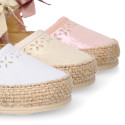 LAMINATED canvas baby girl espadrille shoes with BOW design.