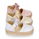 LAMINATED canvas baby girl espadrille shoes with BOW design.