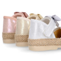 LAMINATED canvas baby girl espadrille shoes with BOW design.