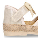 LAMINATED canvas baby girl espadrille shoes with BOW design.