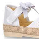 LAMINATED canvas baby girl espadrille shoes with BOW design.