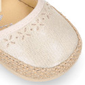 LAMINATED canvas baby girl espadrille shoes with BOW design.