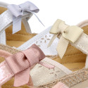 LAMINATED canvas baby girl espadrille shoes with BOW design.