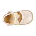 LAMINATED canvas baby girl espadrille shoes with BOW design.