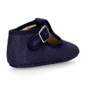 LINEN canvas little T-strap shoes for babies.