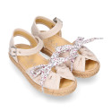 FLOWERS Bow design cotton canvas girl espadrille shoes SANDAL style.