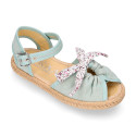 FLOWERS Bow design cotton canvas girl espadrille shoes SANDAL style.