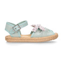 FLOWERS Bow design cotton canvas girl espadrille shoes SANDAL style.