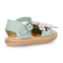 FLOWERS Bow design cotton canvas girl espadrille shoes SANDAL style.