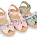 FLOWERS Bow design cotton canvas girl espadrille shoes SANDAL style.