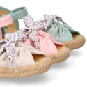 FLOWERS Bow design cotton canvas girl espadrille shoes SANDAL style.