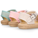 FLOWERS Bow design cotton canvas girl espadrille shoes SANDAL style.