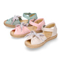 FLOWERS Bow design cotton canvas girl espadrille shoes SANDAL style.