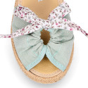 FLOWERS Bow design cotton canvas girl espadrille shoes SANDAL style.