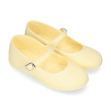 Cotton canvas Girl Mary Jane shoes with buckle fastening in seasonal colors.