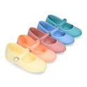 Cotton canvas Girl Mary Jane shoes with buckle fastening in seasonal colors.