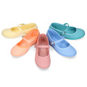 Cotton canvas Girl Mary Jane shoes with buckle fastening in seasonal colors.