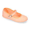 Cotton canvas Girl Mary Jane shoes with buckle fastening in seasonal colors.