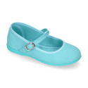 Cotton canvas Girl Mary Jane shoes with buckle fastening in seasonal colors.