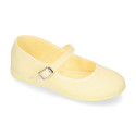 Cotton canvas Girl Mary Jane shoes with buckle fastening in seasonal colors.