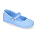 Cotton canvas Girl Mary Jane shoes with buckle fastening in seasonal colors.