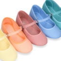 Cotton canvas Girl Mary Jane shoes with buckle fastening in seasonal colors.