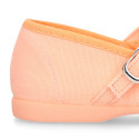 Cotton canvas Girl Mary Jane shoes with buckle fastening in seasonal colors.