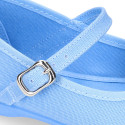 Cotton canvas Girl Mary Jane shoes with buckle fastening in seasonal colors.