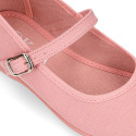 Cotton canvas Girl Mary Jane shoes with buckle fastening in seasonal colors.