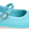 Cotton canvas Girl Mary Jane shoes with buckle fastening in seasonal colors.