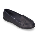 Stylized Girl OKAA Moccasin school shoes in washable leather.