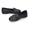 Stylized Girl OKAA Moccasin school shoes in washable leather.