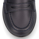 Stylized Girl OKAA Moccasin school shoes in washable leather.