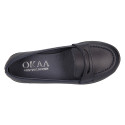 Stylized Girl OKAA Moccasin school shoes in washable leather.