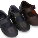 School Washable Nappa leather OKAA Mary Jane shoes laceless.