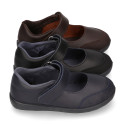 School Washable Nappa leather OKAA Mary Jane shoes laceless.