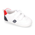 White color OKAA FLEX tennis kids shoes laceless and with zero drop.