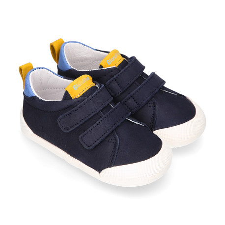 BLANDITOS kids school sneakers laceless in Nobuck leather.