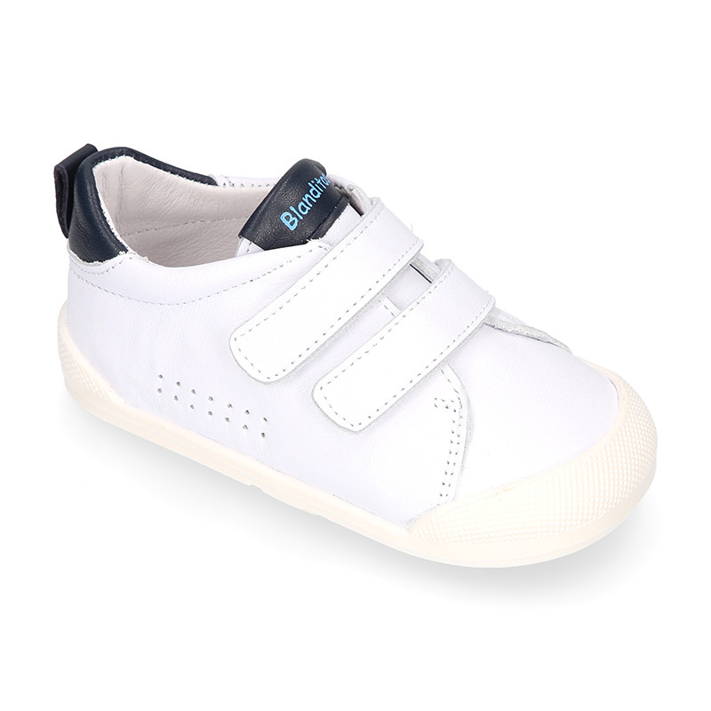 Deportiva niños colegial Blanditos by Crio's Paris sin cordones en piel.  BT012